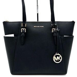 Michael Kors Large Charlotte Tote Bag
Luggage Leather Black/Gold